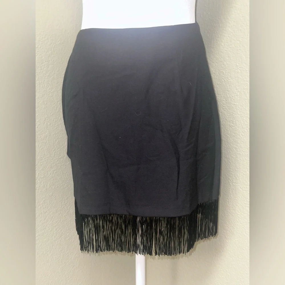 Zara Elegant Black Fringe Mini Skirt